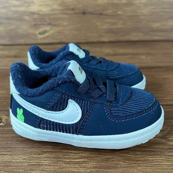 Nike Air Force 1 Blue Crib Booties Size 4C Shoes - Picture 1 of 9